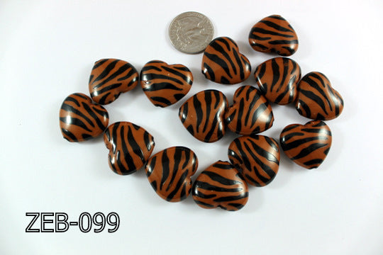 Zebra Bead Heart 23x26mm ZEB-099