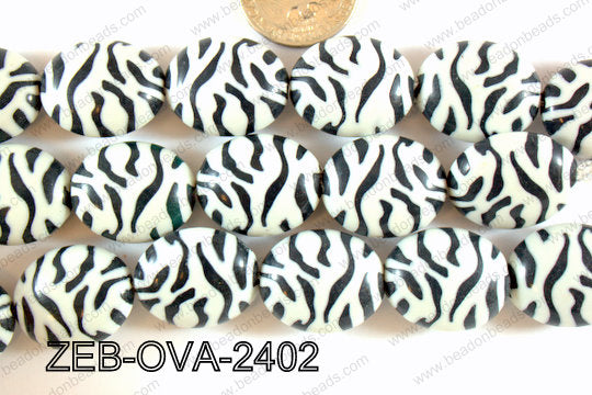 Zebra Bead Oval 20x24mm ZEB-OVA-2402