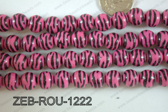 Zebra Bead Round 12mm ZEB-ROU-1222