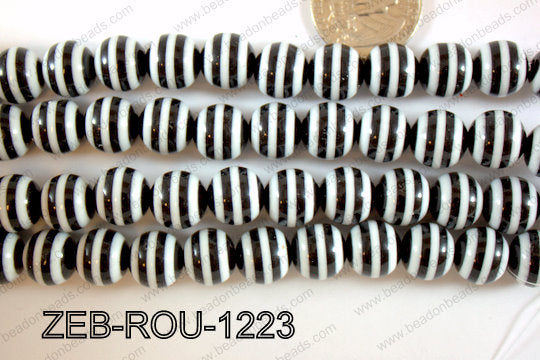 Zebra Bead Round 12mm ZEB-ROU-1223