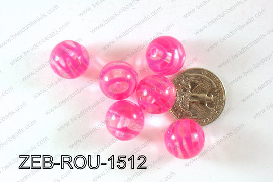 Zebra Bead Round 500g Bag 15mm ZEB-ROU-1512