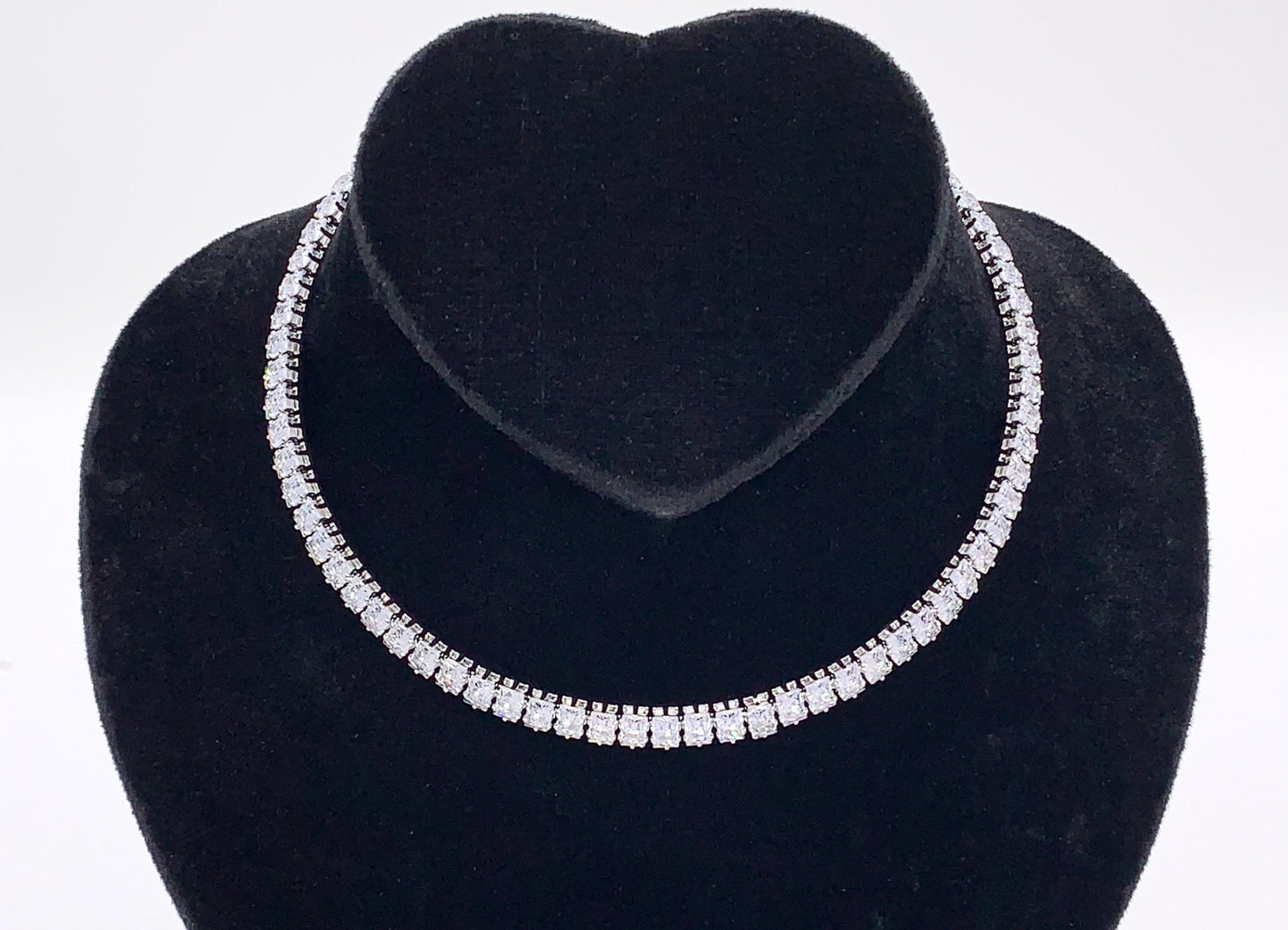 Emerald Cut Tennis Choker Flexible 18K Gold/Platinum Plated Minimalist Fancy Baguette Emerald Tennis Choker 2pcs