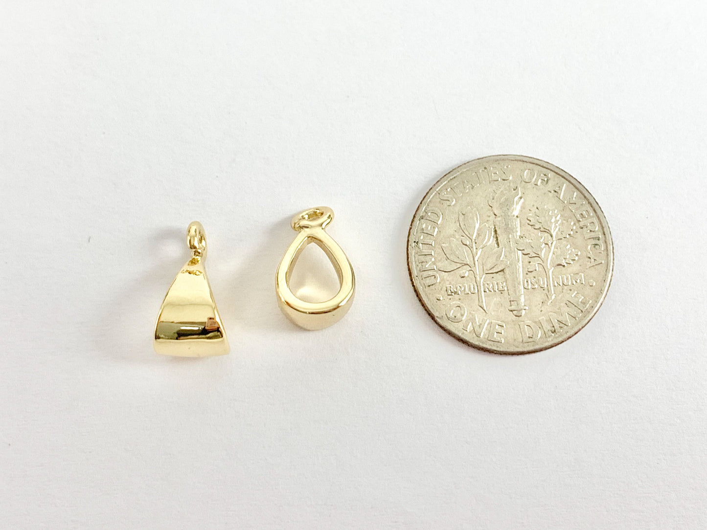 Bails for Pendants in 18K Gold plated Copper in Open Loop 10pcs