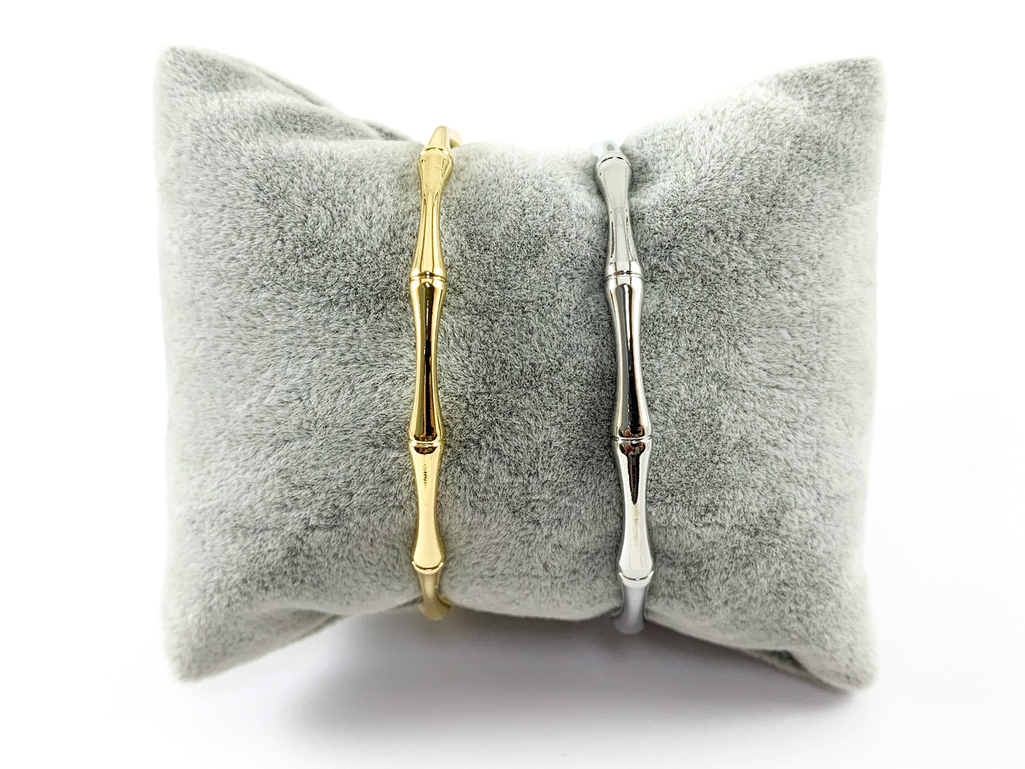 Real Gold/Platinum 18K Plated Copper Simple Bamboo Adjustable Bracelet Cuffs 3pcs