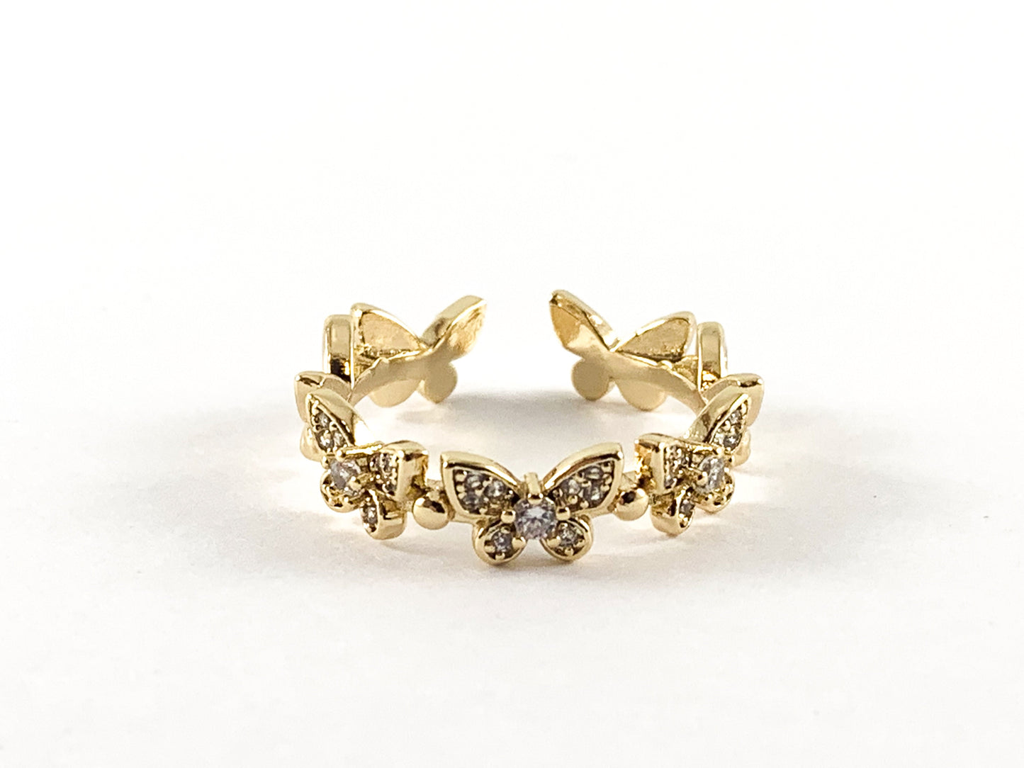 Real Gold 18K/Platinum Plated Copper CZ Pave Adjustable Ring 5pc