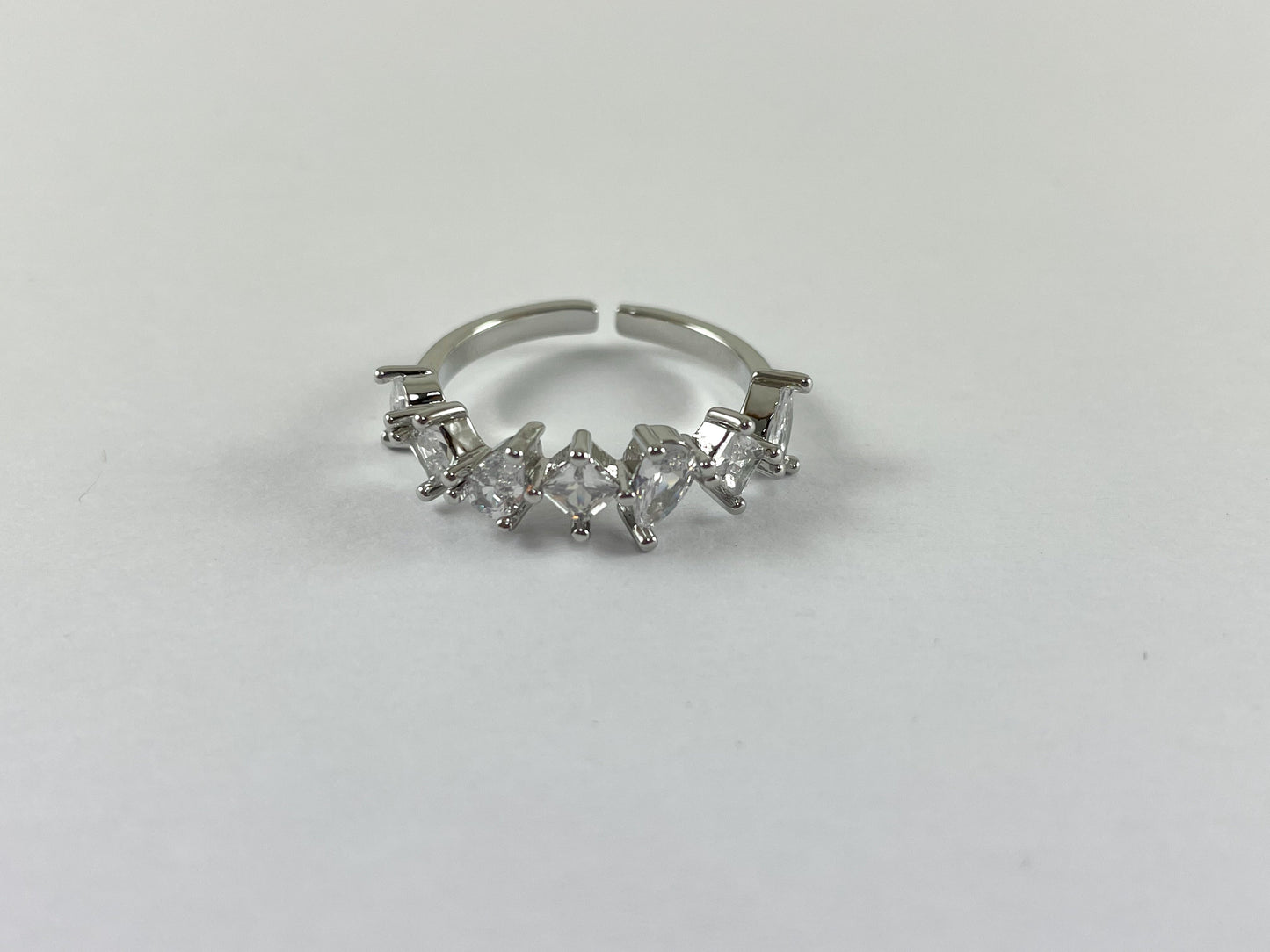 18K Gold/Silver Plated CZ Pave Rhinestone Cluster Banded Adjustable Ring 4pcs