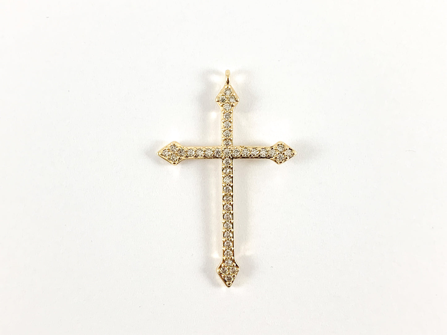 Real Gold/Platinum 18K Plated Micro CZ Pave Cross Pendant Over Copper 6pcs