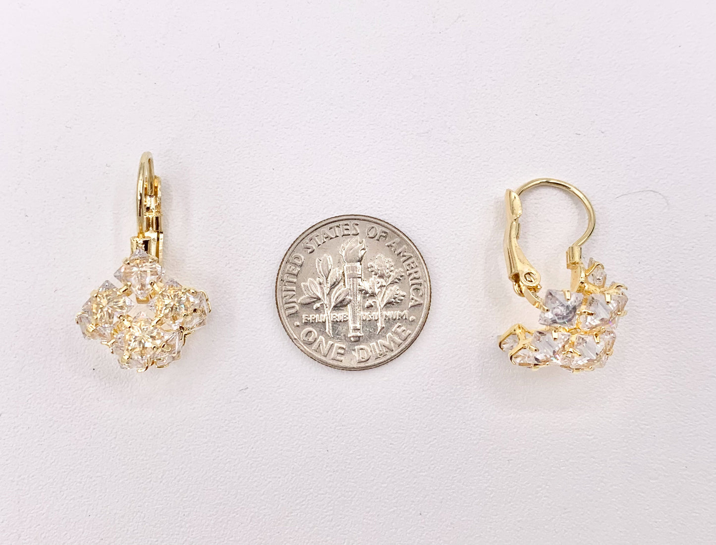 3D Cube Square Rhinestone Lever Back Earrings in 18K Gold/Silver plated Copper 3 pairs