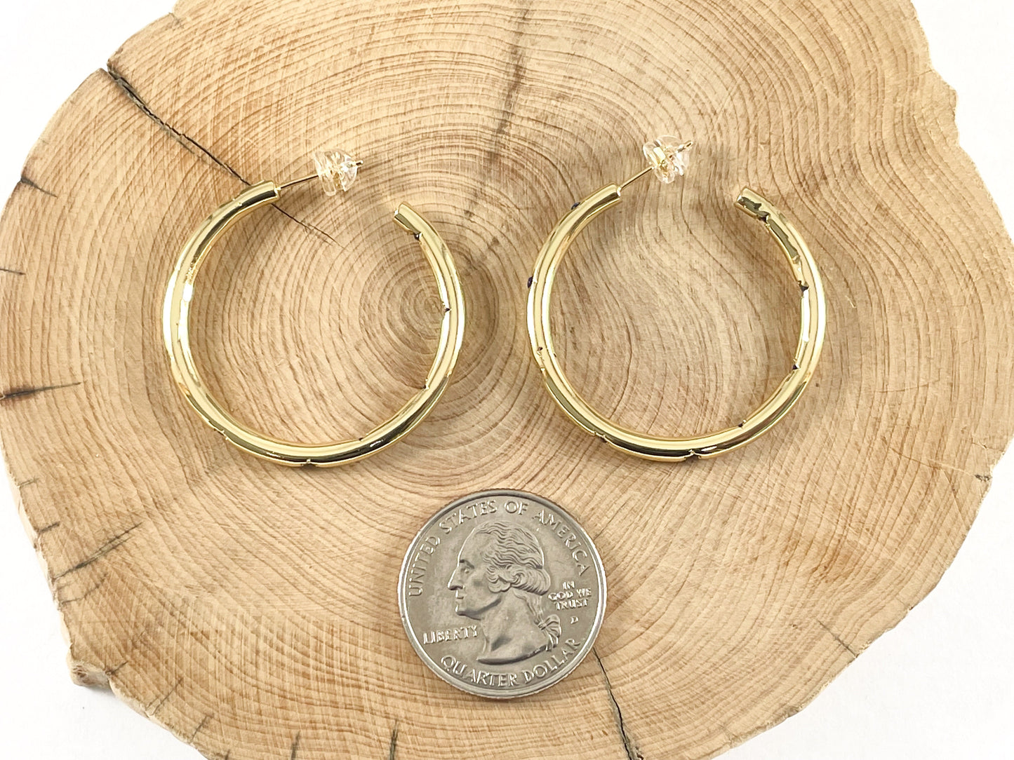 18K Gold Plated CZ Pave Circle Hoop Earring Over Copper 3 pairs