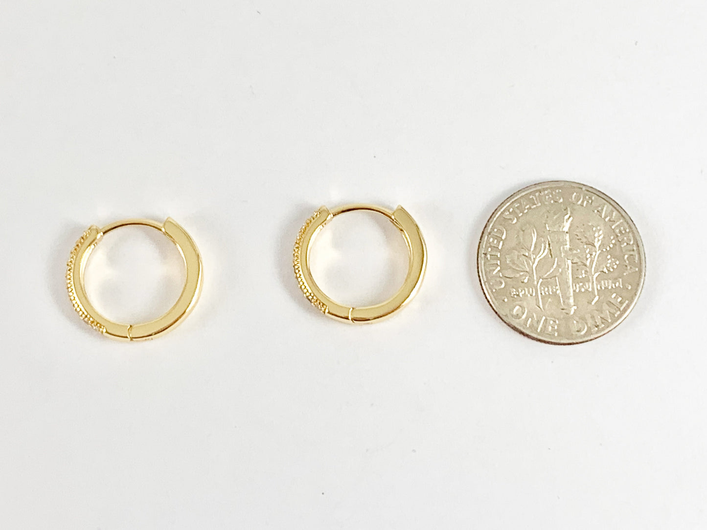 Gold CZ Pave Huggies Real Gold or Silver 18K Plated Circle Smooth Earring Huggies 5 pairs