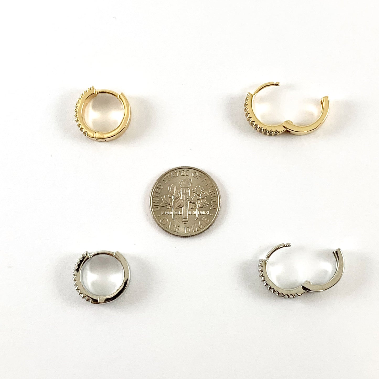 Real Gold 18K Micro Pave CZ Earring Hoop Huggies