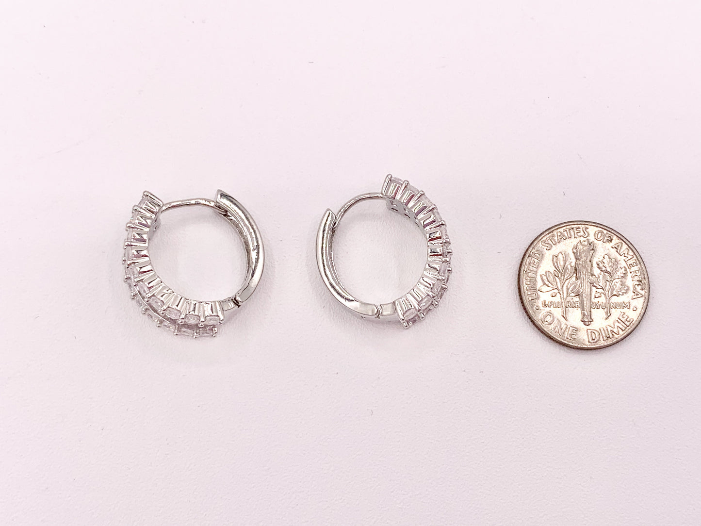 Striking Rhinestone Cubic Zirconia Pave Huggie Earrings in 18K gold or Silver Plated Copper 3 pairs