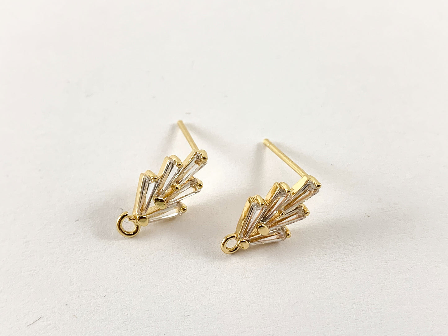 Real 18K Gold Plated Clusters Earring Stud Component Over Copper 4pairs