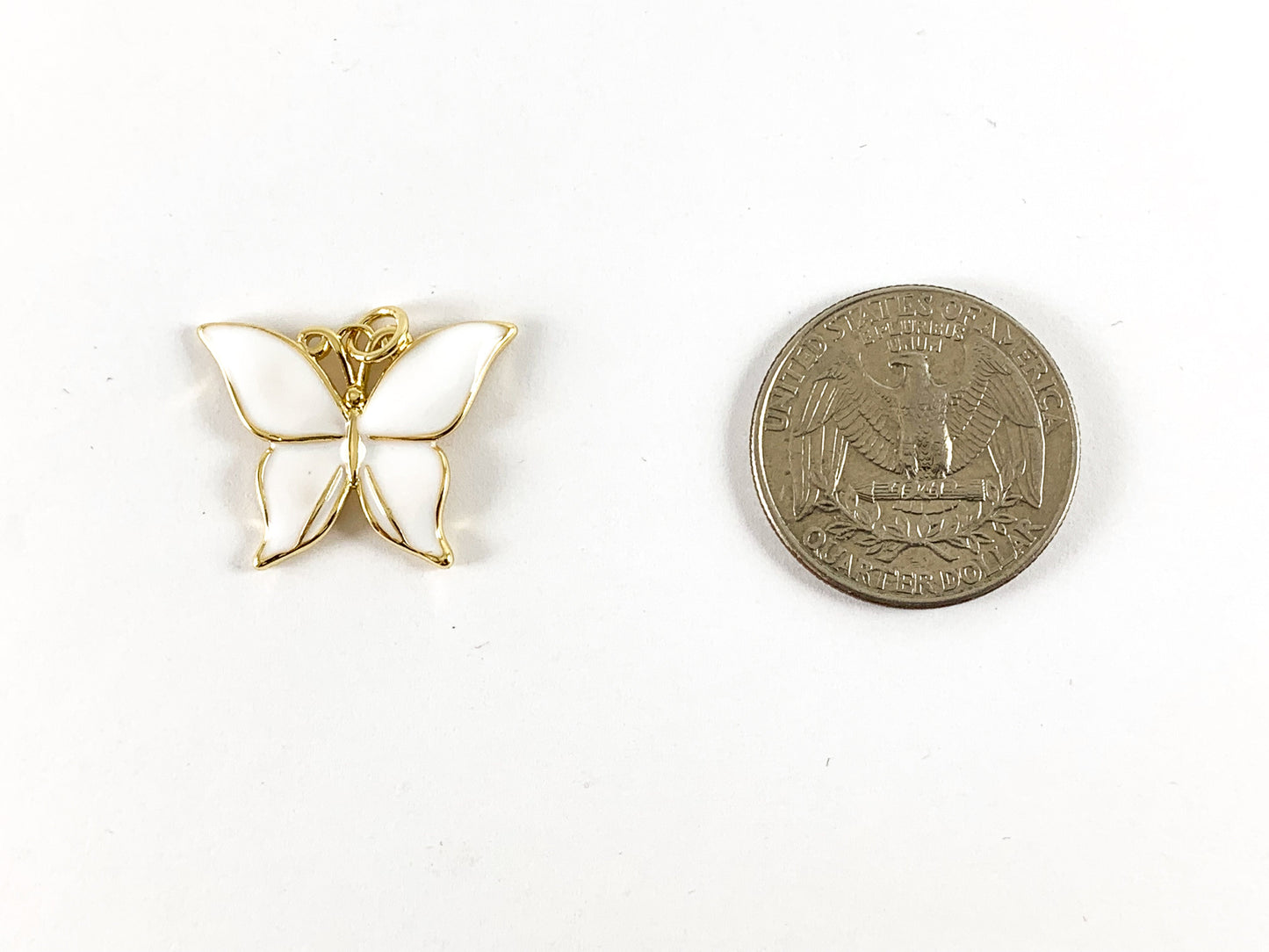 Real Gold 18K Plated Enamel & CZ Pave Butterfly Pendant Charm Over Copper 5pcs