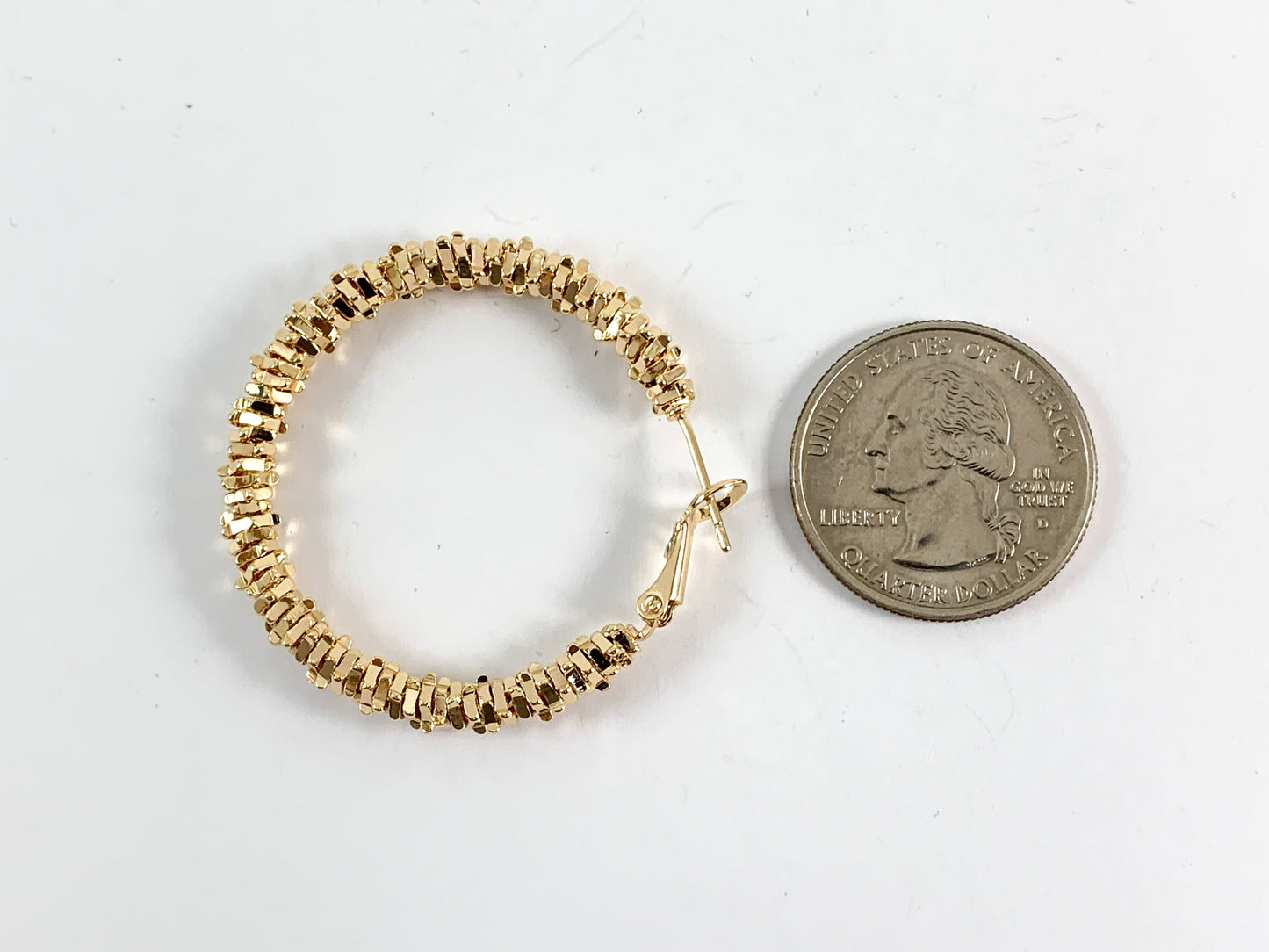 18K Real Gold Plated Flat Twisted Wreath Big Chunky Earrings Hoops 3 pairs