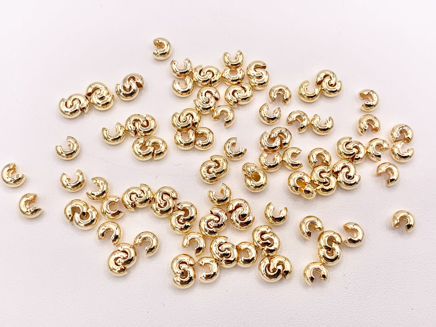 18K Gold Plated 5mm Crimp Bead Covers Component for Jewelry 100 pcs