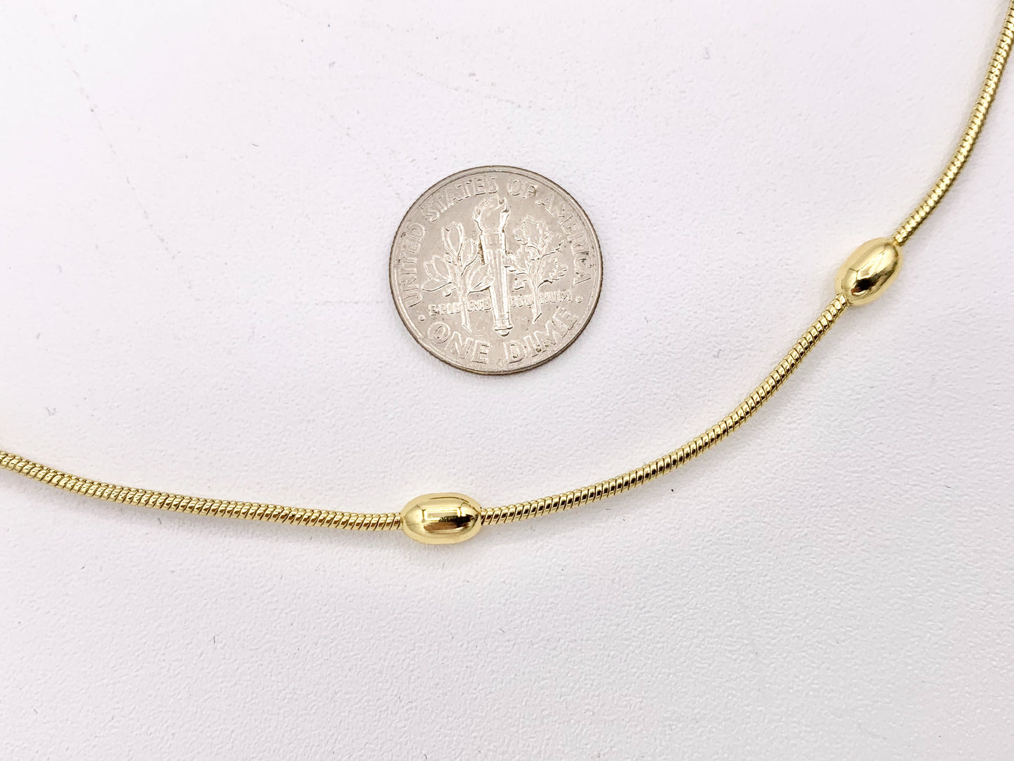 18K Gold Plated Copper Rice Nugget Oval Snake Link Chain Finished Necklace 3 pcs