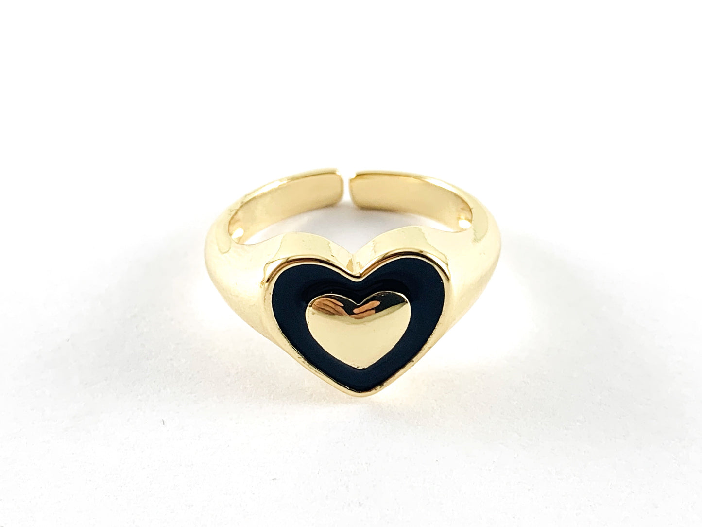 Real Gold 18K Plated Enamel Heart Ring 5pc