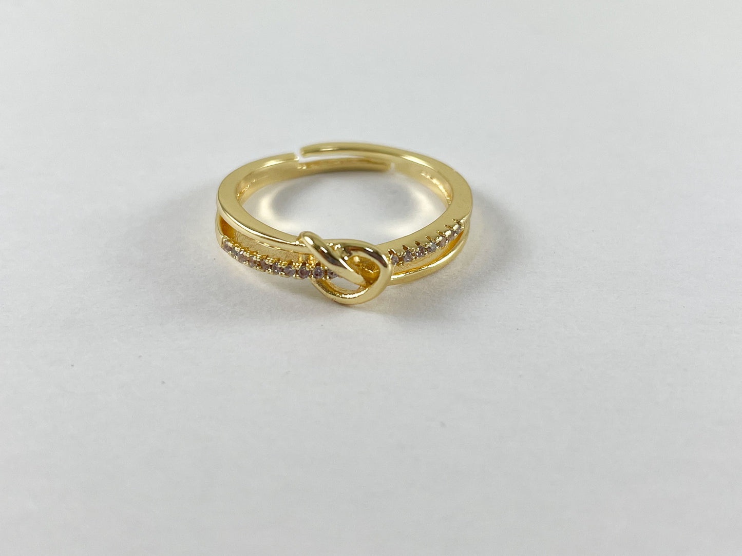 18K Gold Plated CZ Pave Simple Dainty Knot Ring 6pcs
