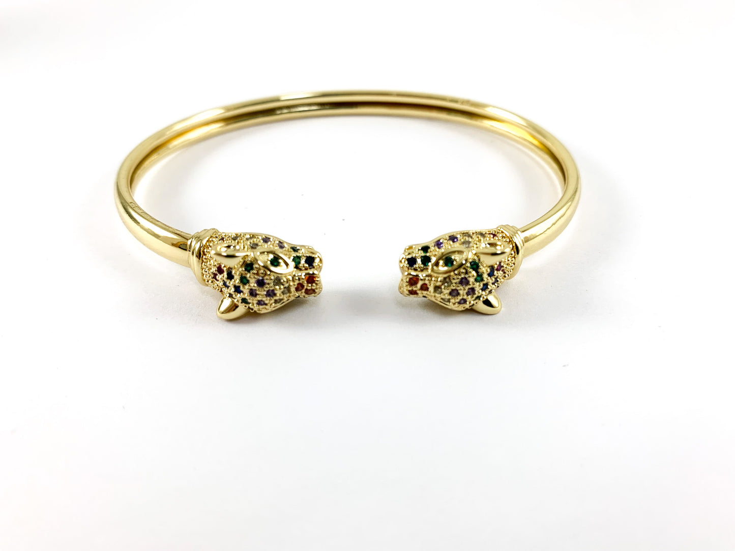 Real Gold 18K Plated Copper Panther Leopard Jaguar Open Front Cuffs/Bangles 1pc