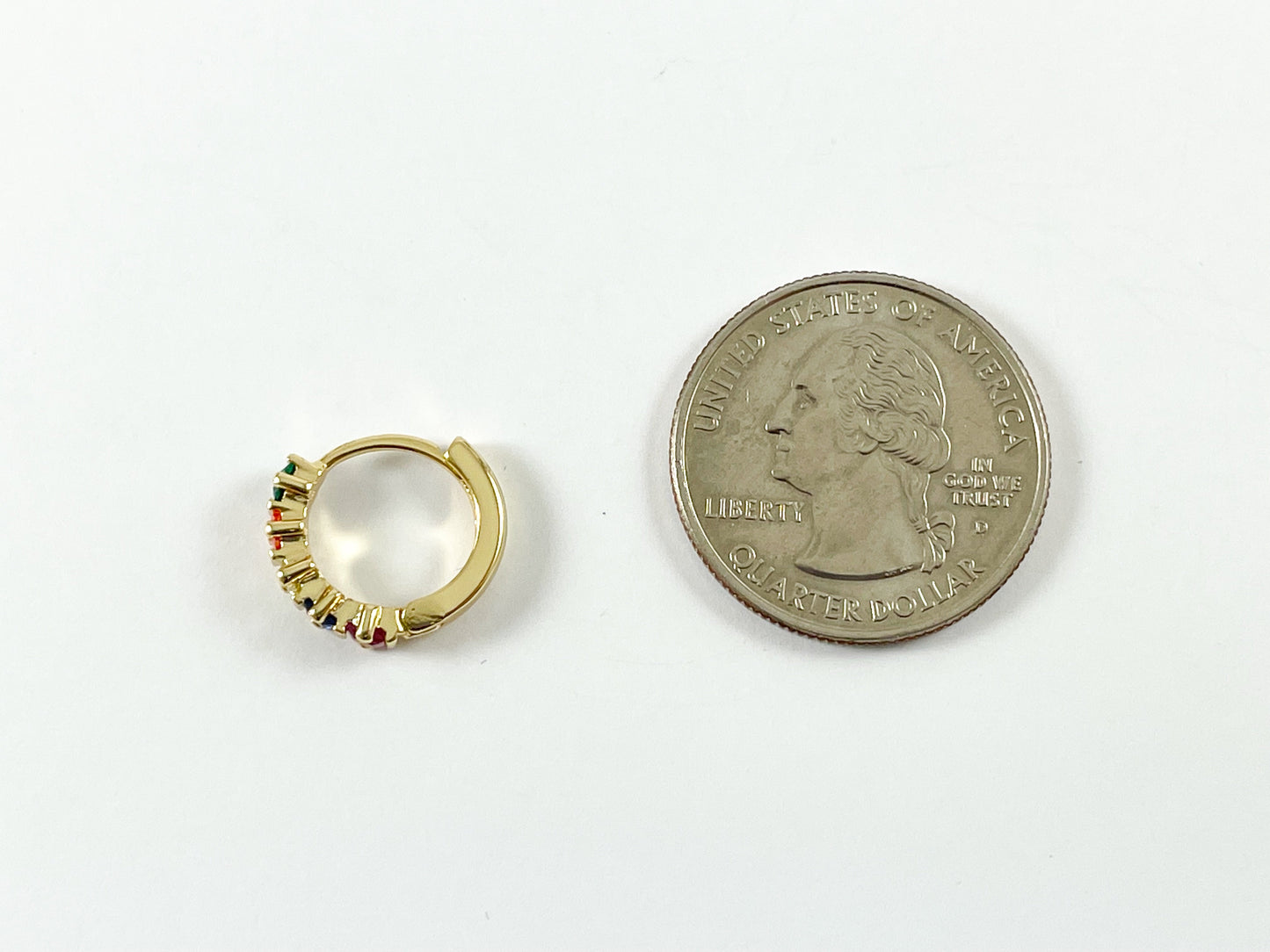 Real Gold 18K Plated Tiny Multi Clear Earring Hoop Huggies 4 pairs