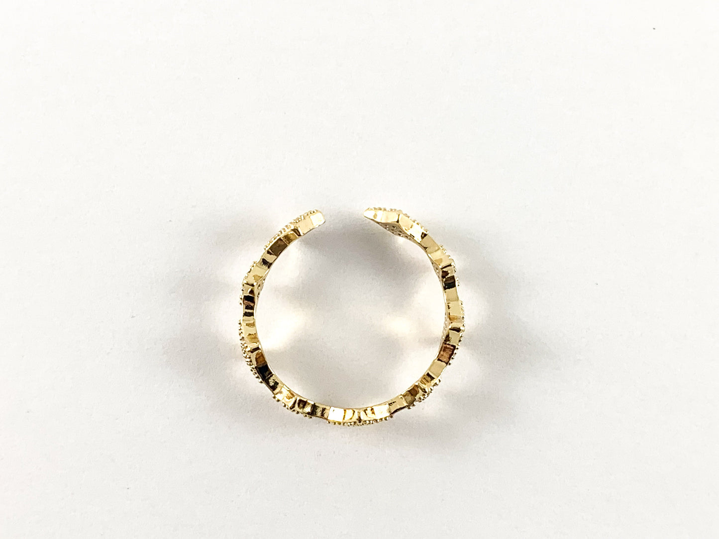 Real Gold 18K Plated CZ Pave Adjustable Star Ring 4pc