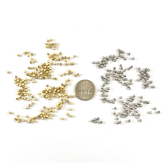 Real 18K Gold/Platinum Plated Square Nugget Spacer beads Over Brass 750pc