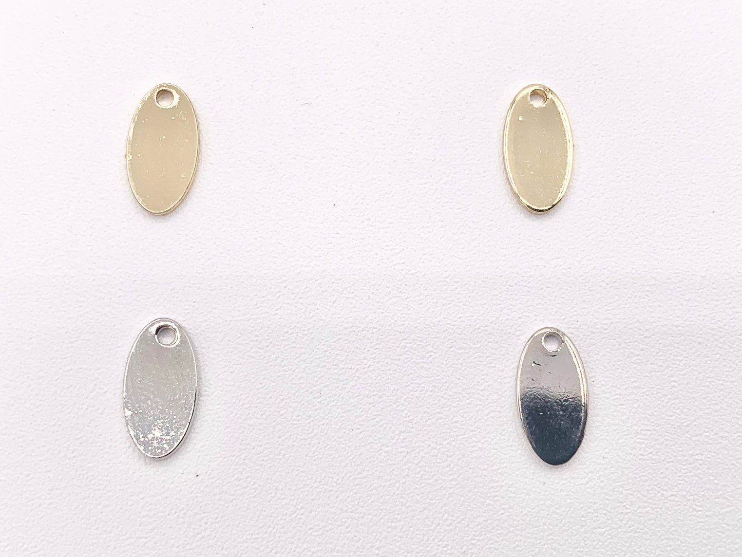 Real Gold/Platinum 18K Plated Blank DIY Oval Tag Charms Over Brass 50 pcs