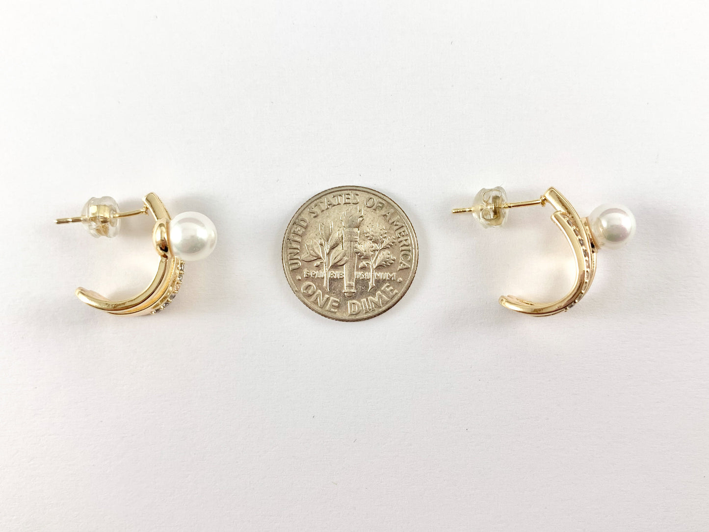 Sophisticated Pearl Wrap Earrings in CZ Pave Rhinestones 18K gold or silver plated Copper 3 pairs
