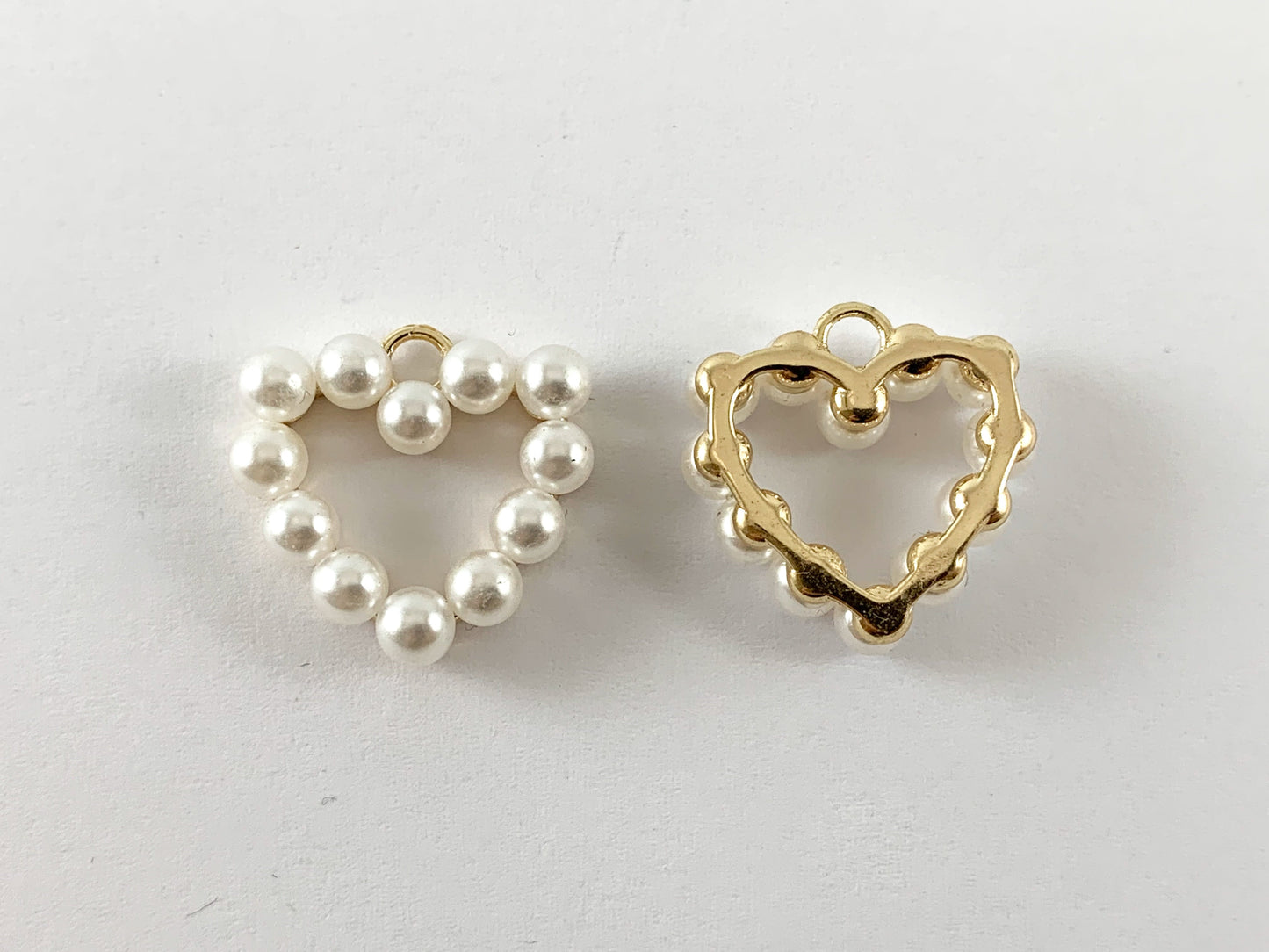 Real Gold Plated 18K Mother of Pearl Heart Charm Over Copper 6pcs