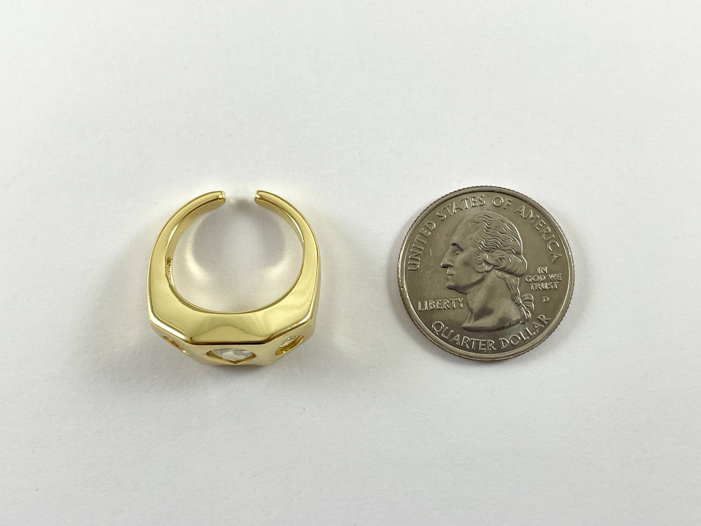 18K Gold Plated Thick CZ Pave Teardrop Signet Ring 4pcs