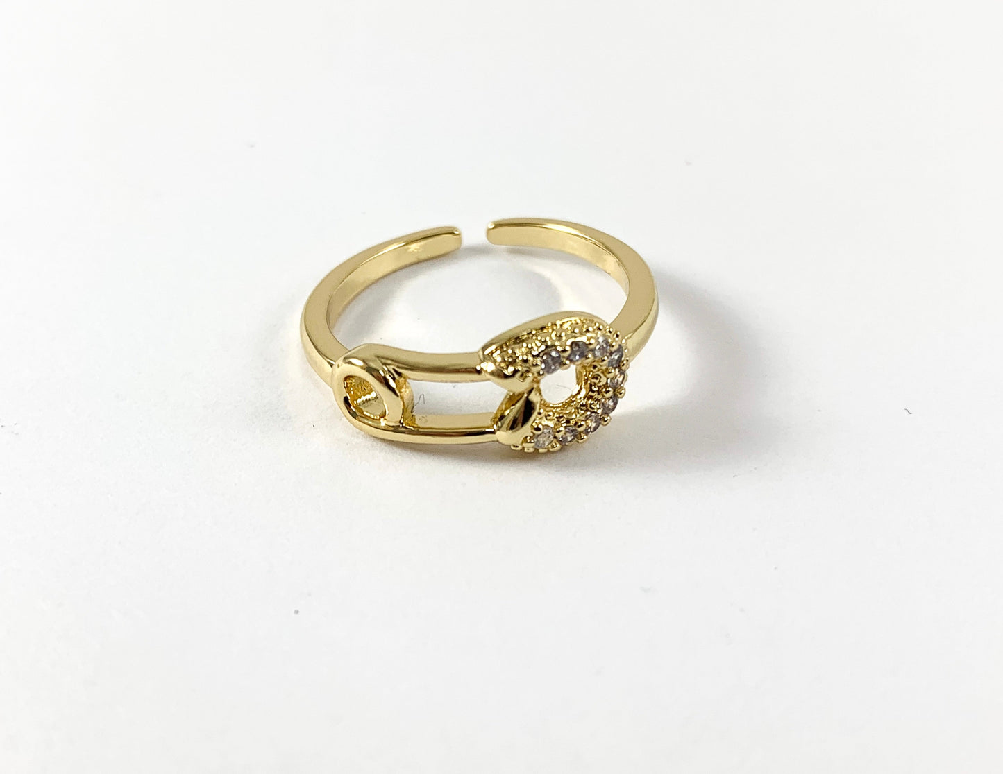 Real Gold 18K Plated Safety Pin Adjustable Ring 5pcs