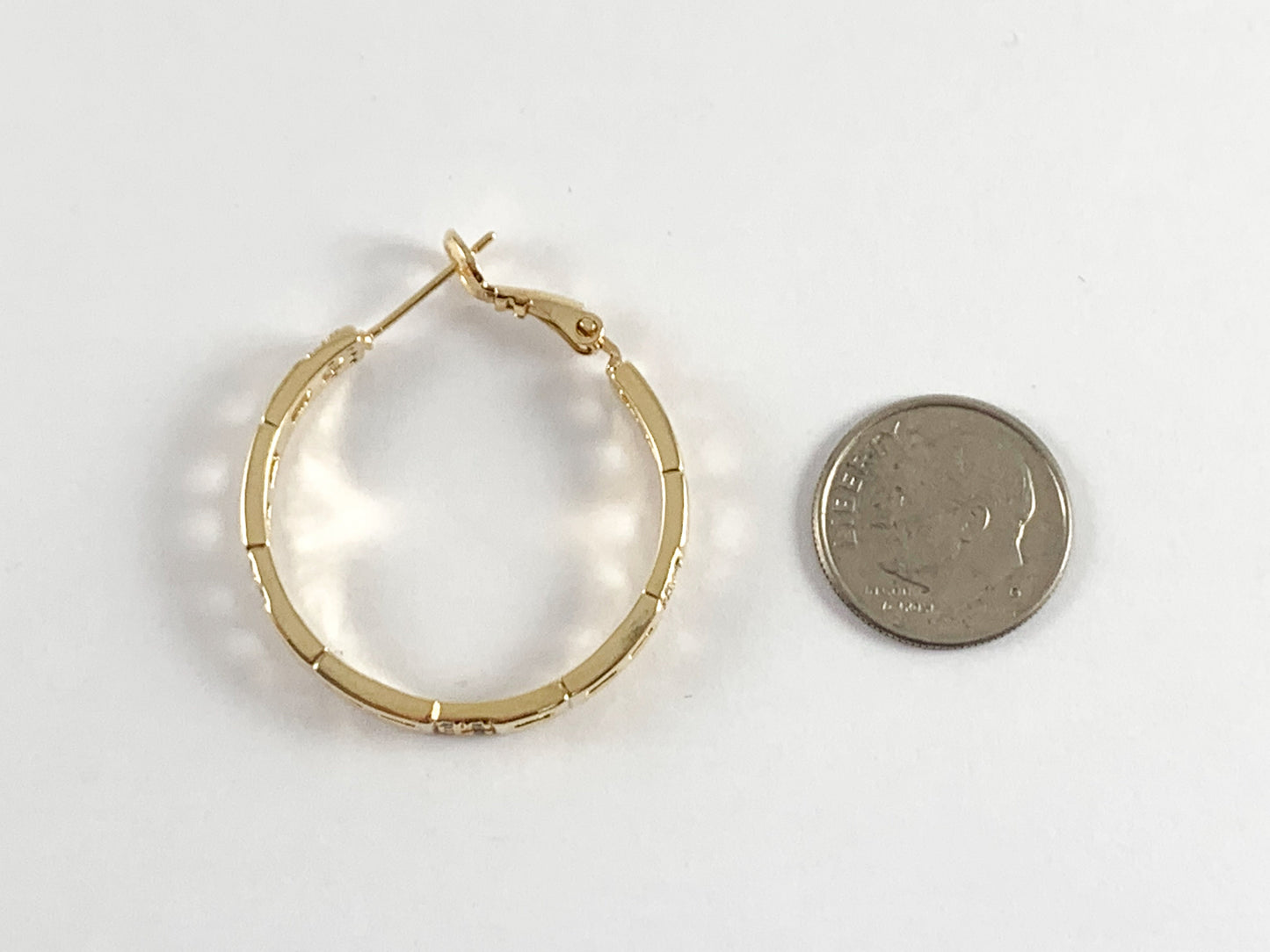 Square Link CZ Pave Hoops Earrings in 18k Gold or Silver plated Copper 2pairs