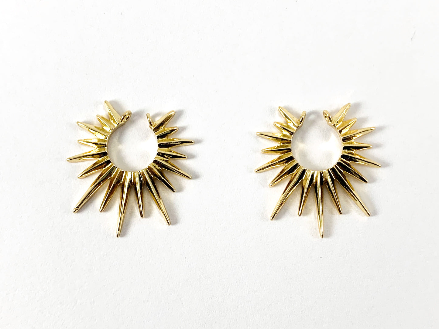 Real Gold 18K Plated Sunburst Top Drilled Charm Earring Component 5 pairs