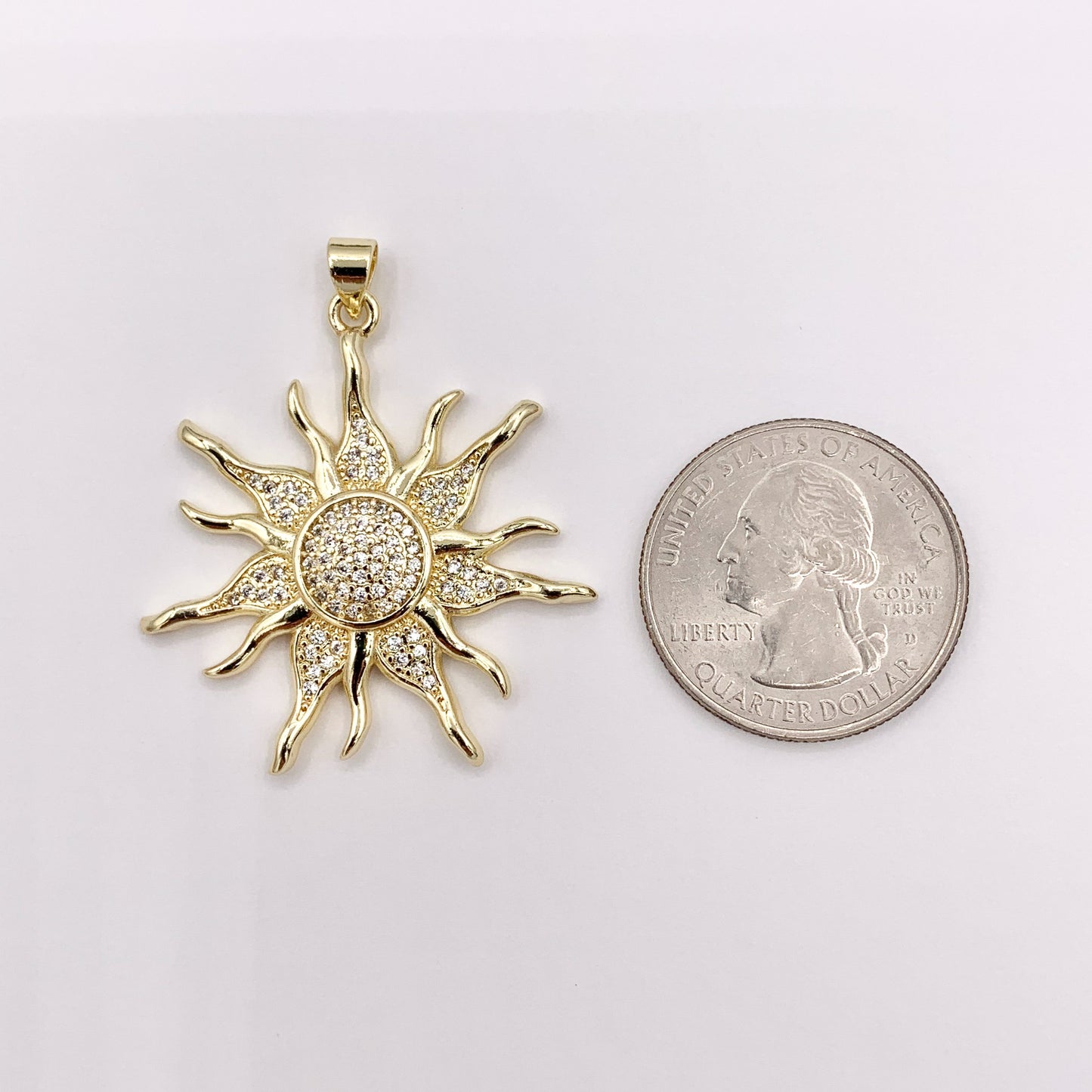 Royal Sun CZ Pave Star Pendant in Real Gold 18K Plated Copper