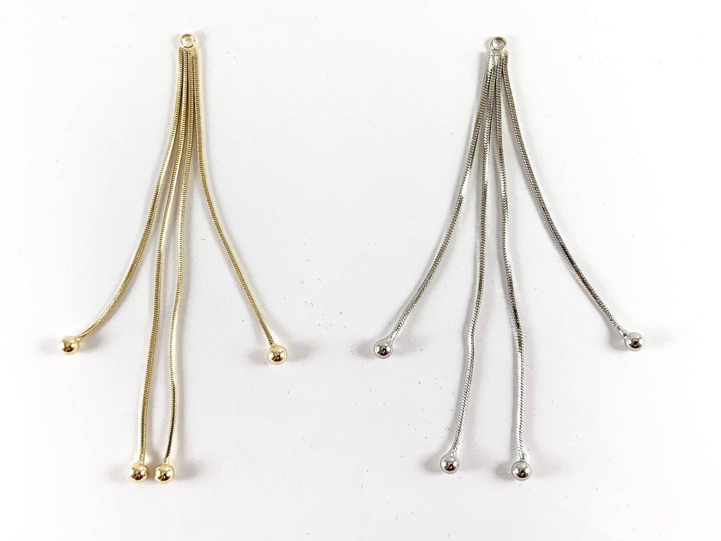 Gold/Silver Plated Dangle Metal Tassels Over Brass 6pcs