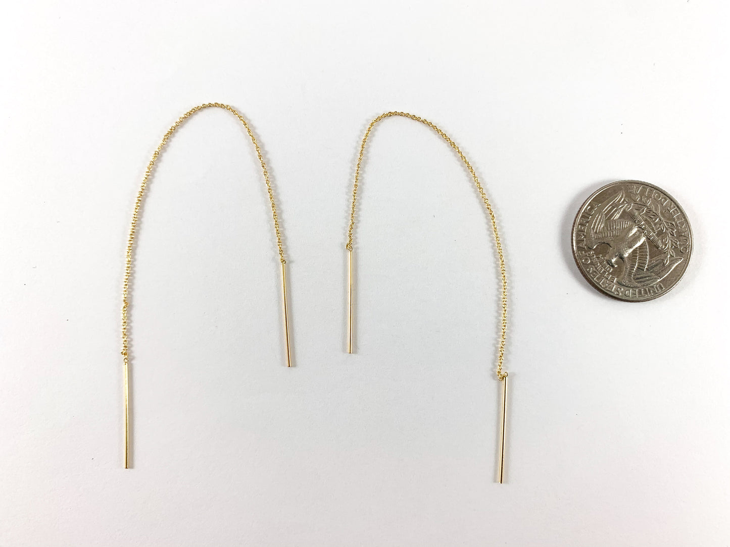 Real 18K Gold Plated Simple Threader Earring Over Copper 4 pairs