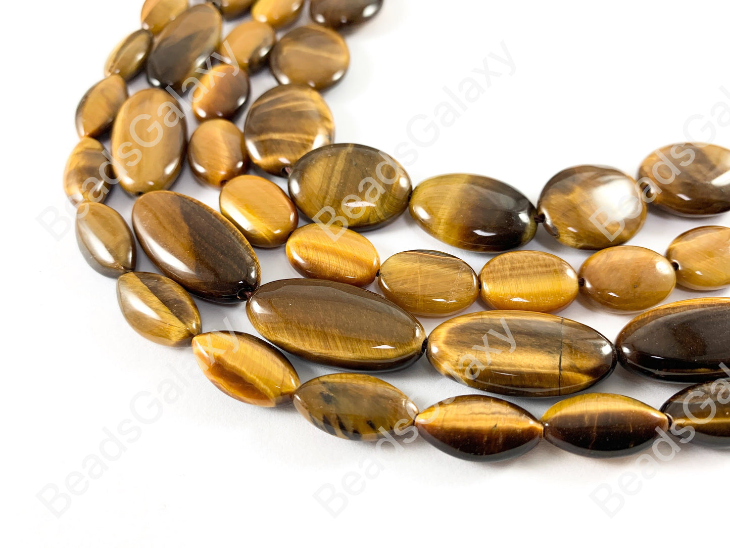 Tiger's Eye Yellow Brown Oval Long Oval Rice Smooth Natural Genuine Gemstone Beads 15x20 10x14 12x25 8x16mm Around 14"-15"