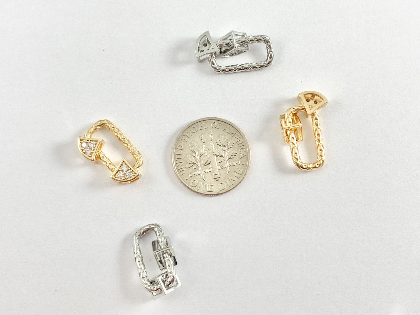 Unique Stunning Statement Connector Clasps with CZ Pave in 18K Gold or Silver Plated Copper 8 pcs