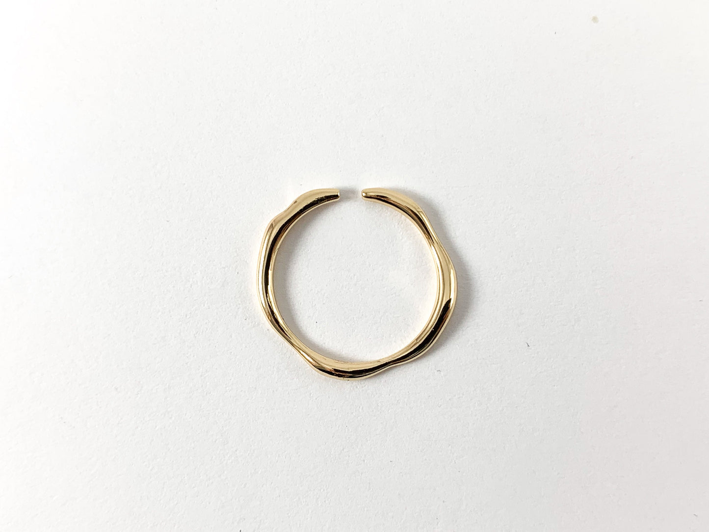 18K Gold Plated Copper Plain Wavy Band Dainty Adjustable Ring 6pcs