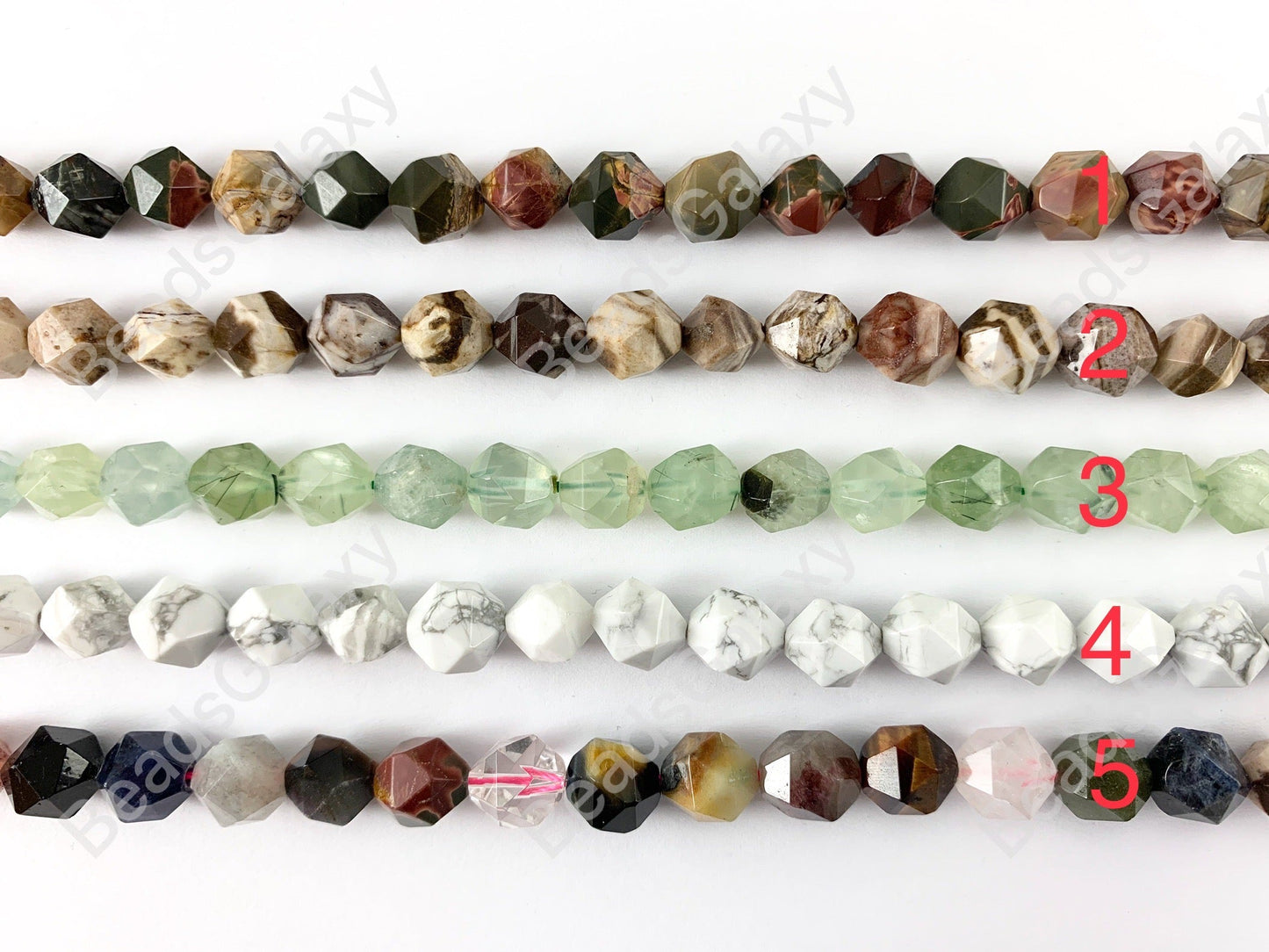 10mm Hand Cut Gemstones Star cut Faceted Natural Gemstone Beads Around 15"