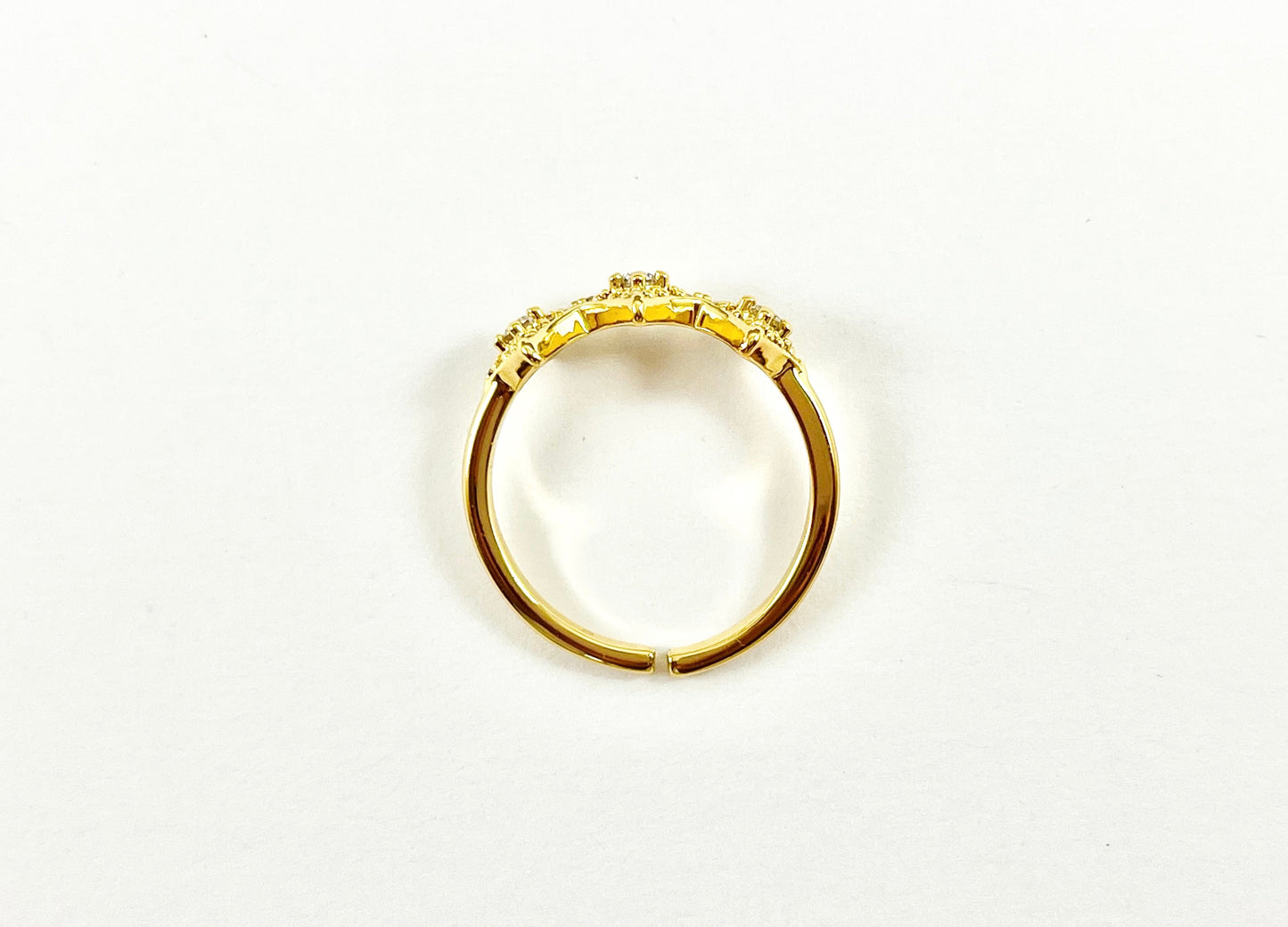 Dainty Gold Diamond Shape Stackable Ring Gold 18K Plated Copper CZ Pave Adjustable Ring 4 pcs