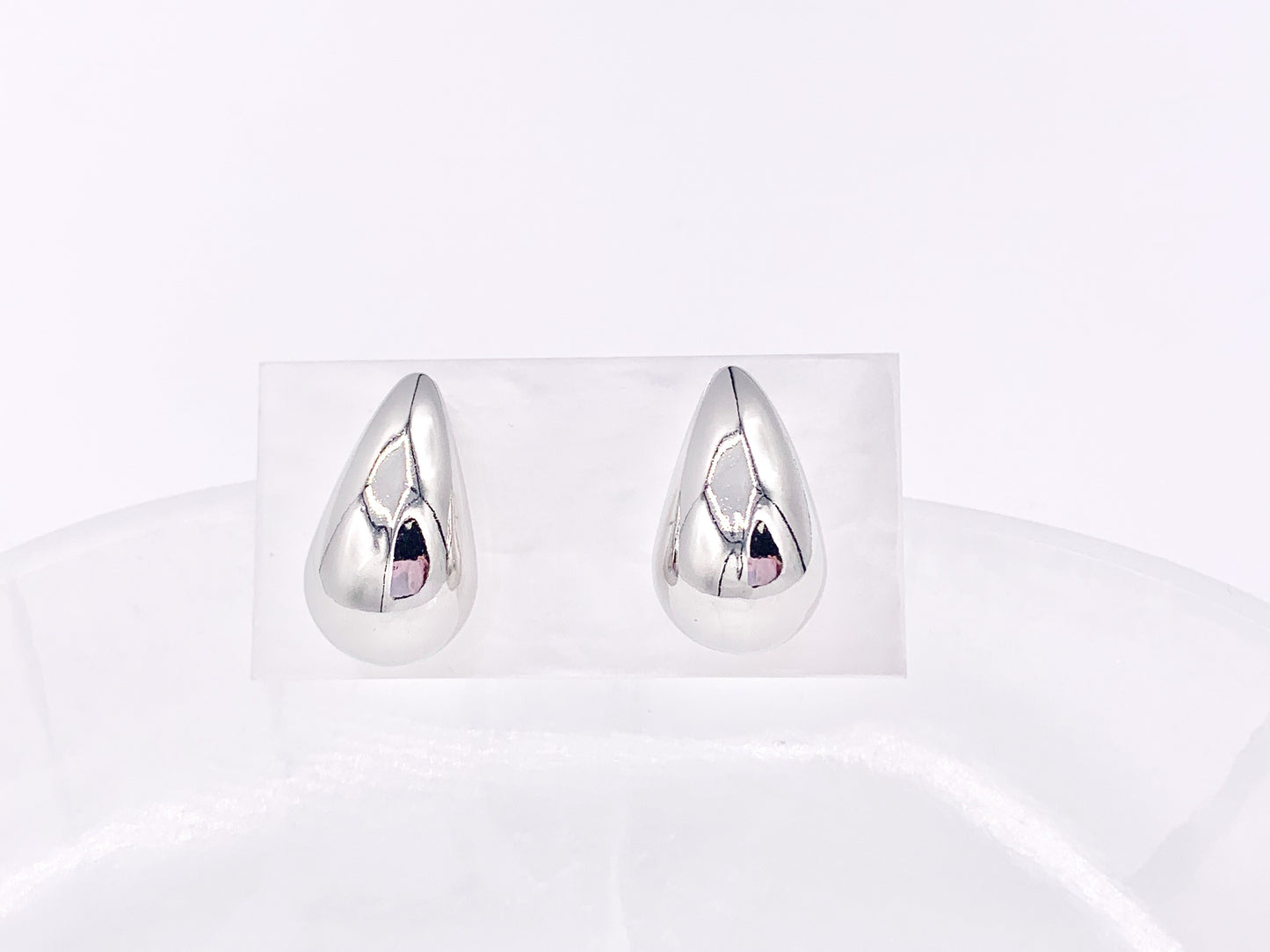 Lightweight Drop Puffy Earrings in 18K Gold or Silver Plated Copper 3 pairs