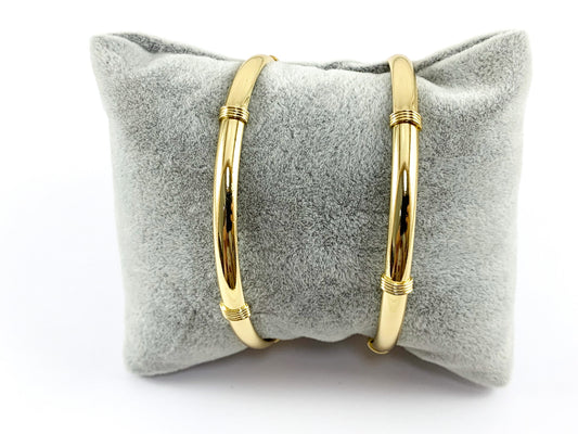Real Gold 18K Plated Copper Simple Minimalist Adjustable Bracelet Cuffs 3 pcs