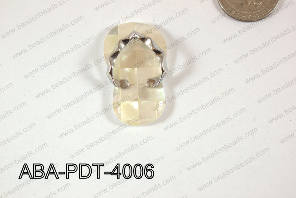 Abalone Pendant White lip Slipper 25x40mm ABA-PDT-4006