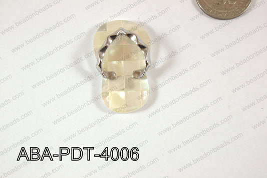 Abalone Pendant White lip Slipper 25x40mm ABA-PDT-4006