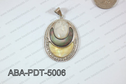 Abalone Pendant Oval multi lip 34x50mm ABA-PDT-5006