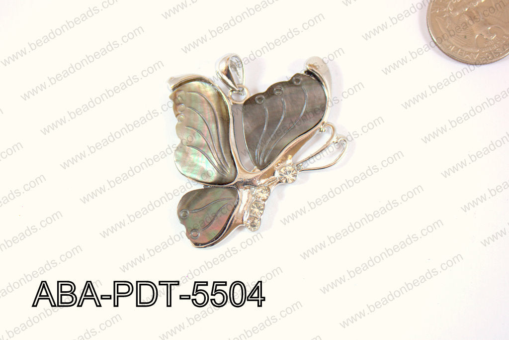 Abalone Pendant Black lip Butterfly 40x55mm ABA-PDT-5504