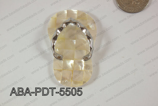 Abalone Pendant White lip Slipper 35x55mm ABA-PDT-5505
