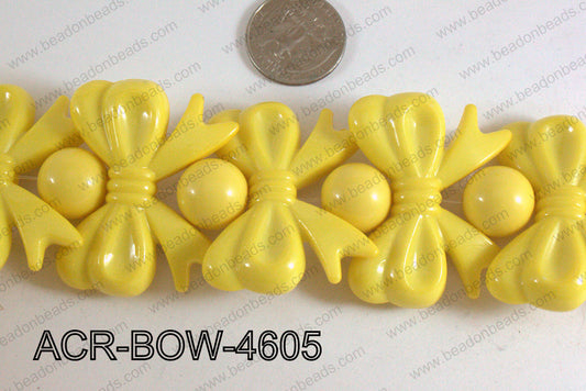 Acrylic Gum Ball And Bow Yellow 46mm ACR-BOW-4605